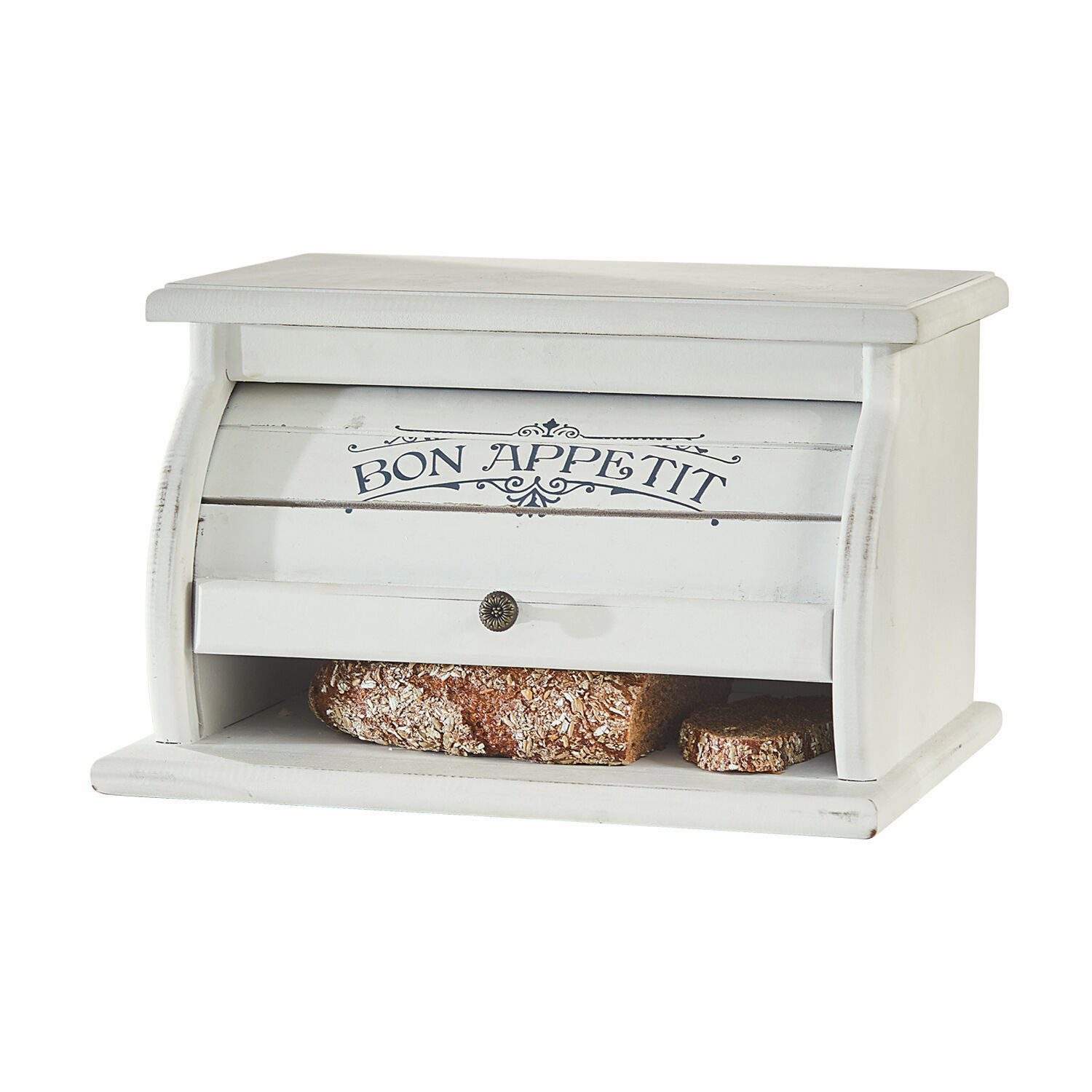 Mirabeau Brotkasten Brotbox Bon Appetit antikweiß, MDF, Boden: Tannenholz (cunninghamia lanceolata)