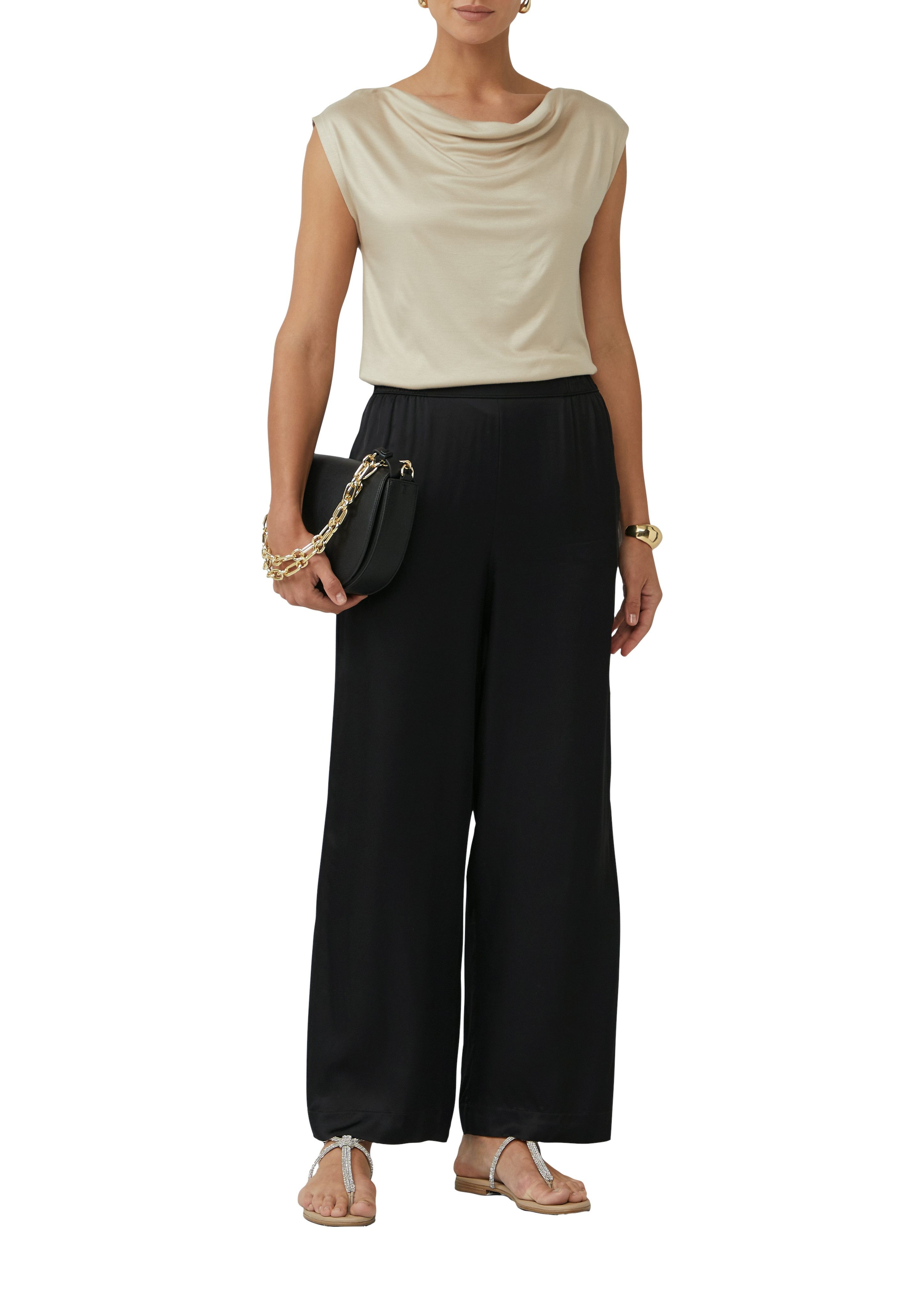 s.Oliver BLACK LABEL Stoffhose Sommerhose mit elastischem Bund günstig online kaufen