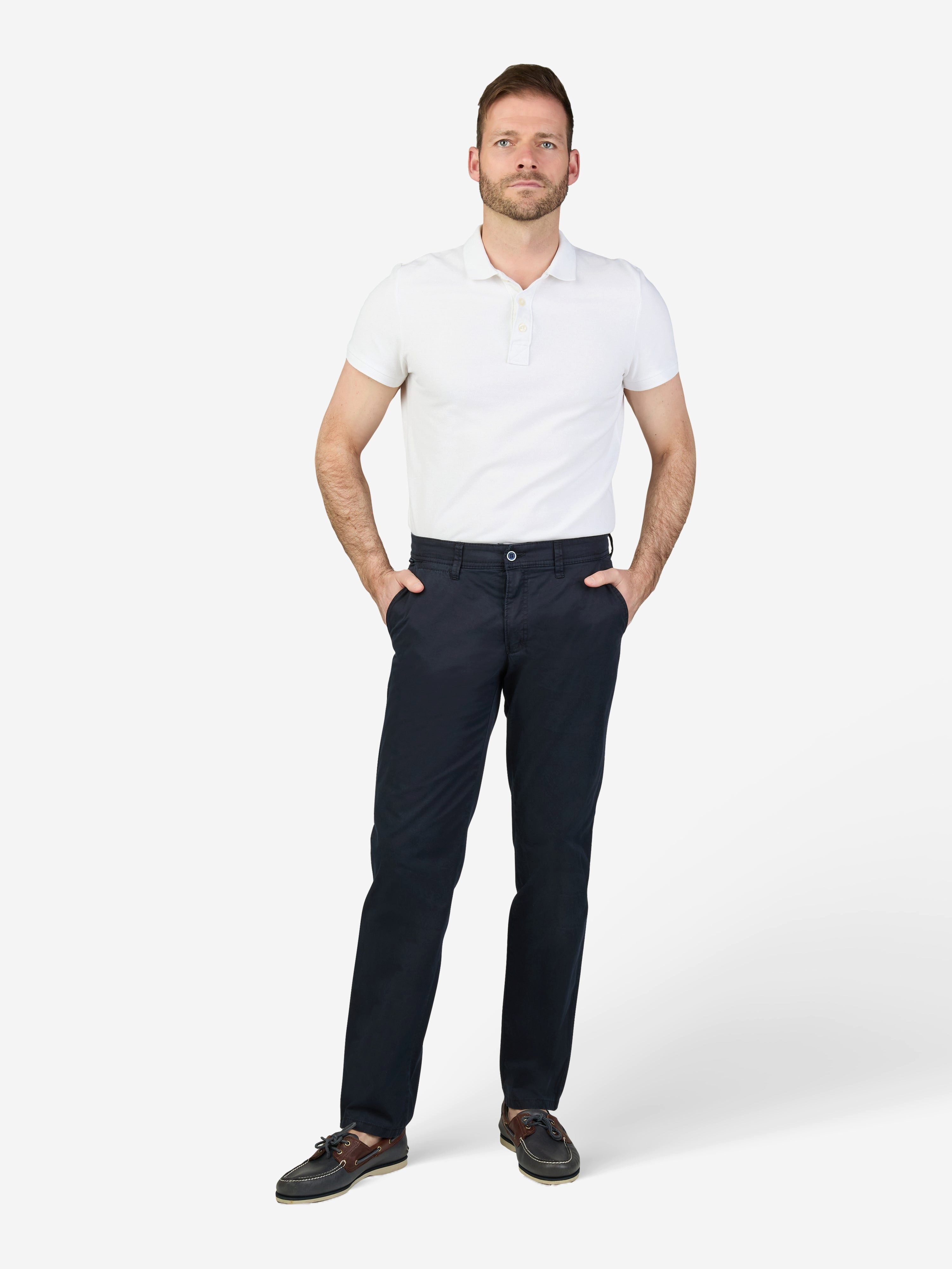 Club of Comfort Chinohose Chino/Flat Front Hose GARVEY 5107 - dunkelblau - Herrenhose - 54 Bequeme Flat Front-Hose, elastischer Komfortbund - Pima Baumwoll-Gabar