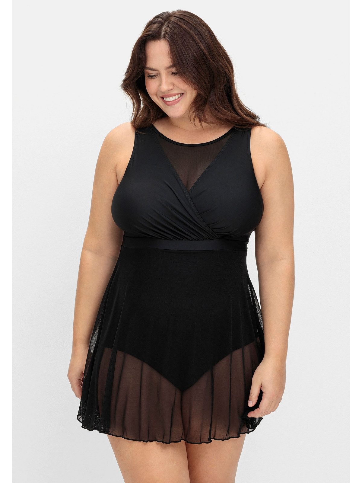 Sheego Badekleid Große Größen mit Mesh-Rock günstig online kaufen