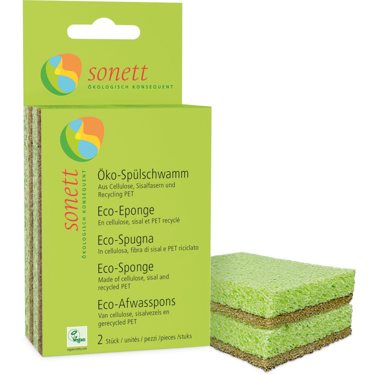 Sonett Geschirrschwamm Sonett Öko-Spülschwamm 2er Pack