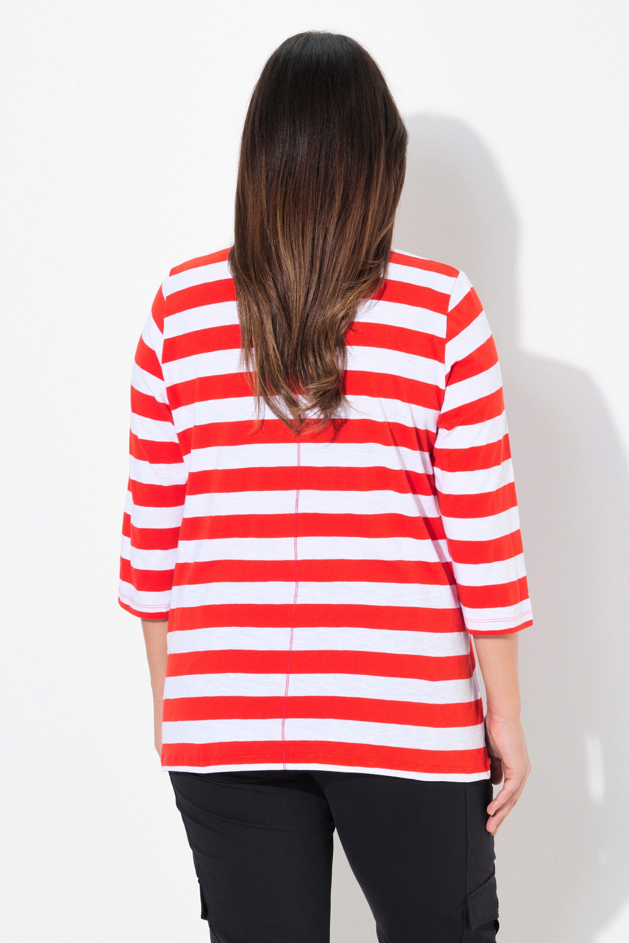 Ulla Popken T-Shirt Shirt Ringel verzierte Peperoni Classic 3/4-Arm