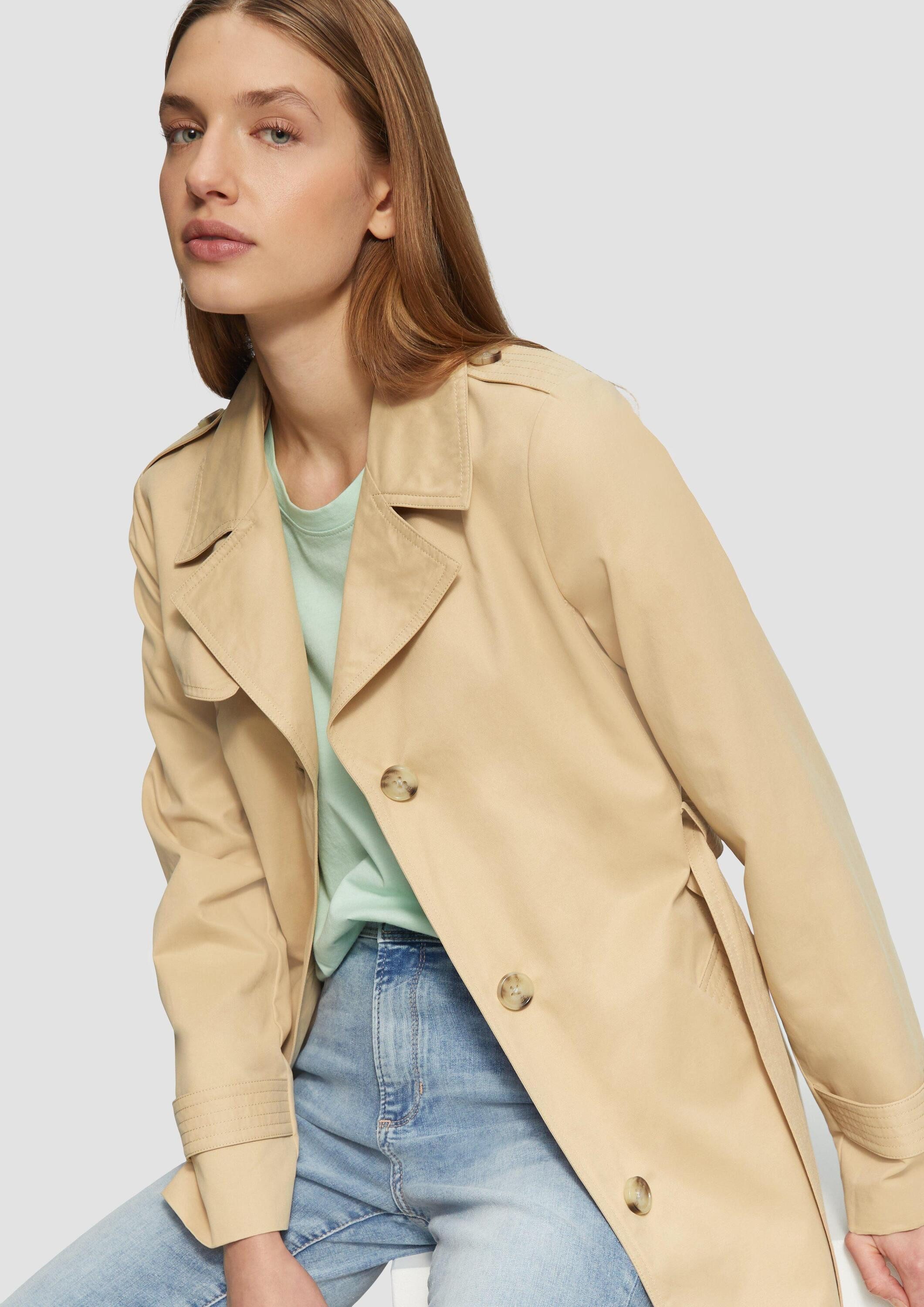 s.Oliver Funktionsjacke Outdoor-Jacke Kurzer Trench mit Gürtel