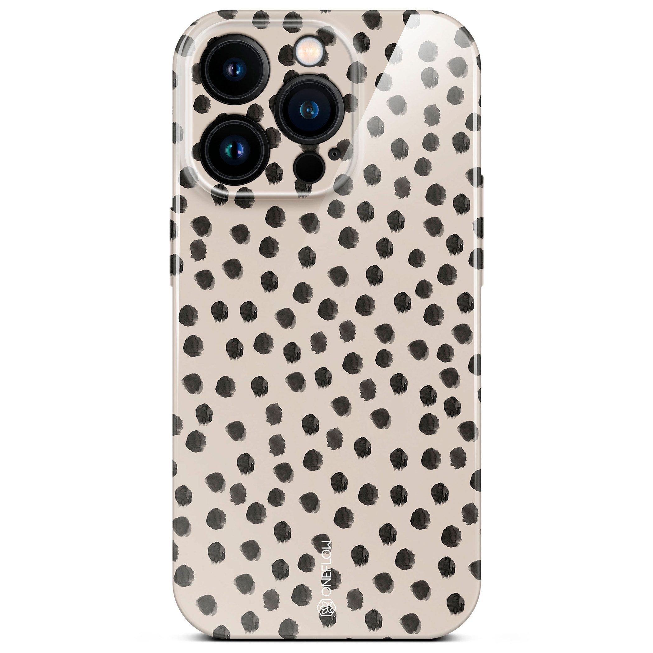 ONEFLOW Handyhülle für iPhone 15 Pro Splash Cover Creme Beige Punkte 6,1 Zoll, Hülle mit Design Muster Designer Case Kameraschutz Handy Schutzhülle