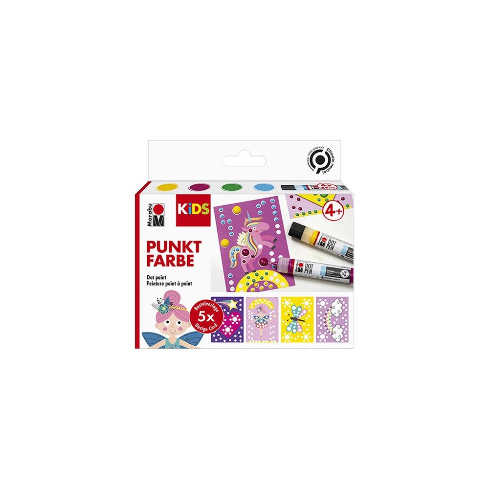 Bastelfarbe Marabu KiDS Dot Pen Set Einhorn 4x25ml