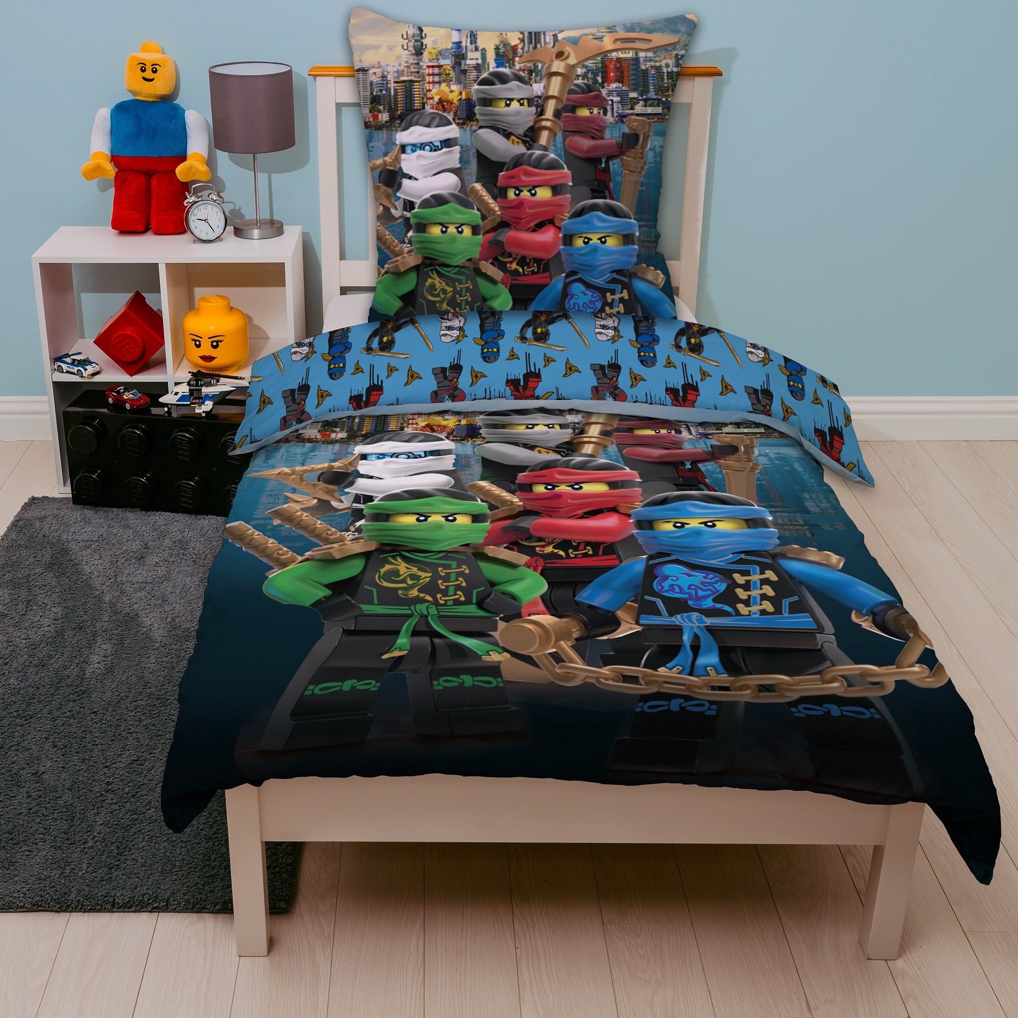 Familando Kinderbettwäsche Lego Ninjago 135x200 + 80x80cm mit Reißverschlus günstig online kaufen