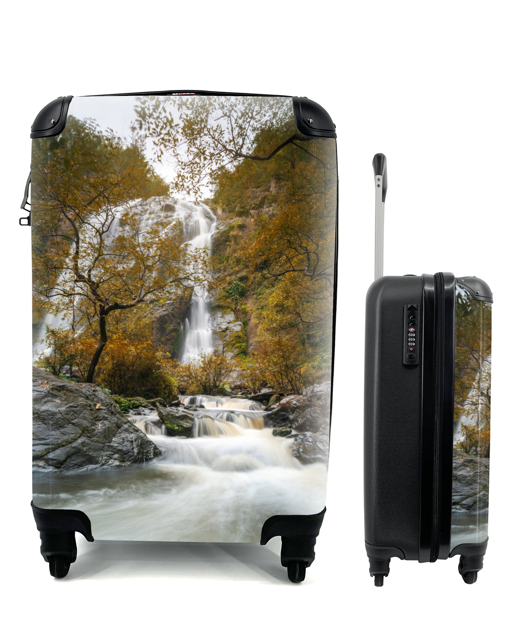 MuchoWow Handgepäckkoffer Berühmter natürlicher Wasserfall im Klong-Lan-Nationalpark, 4 Rollen, Reisetasche mit rollen, Handgepäck für Ferien, Trolley, Reisekoffer