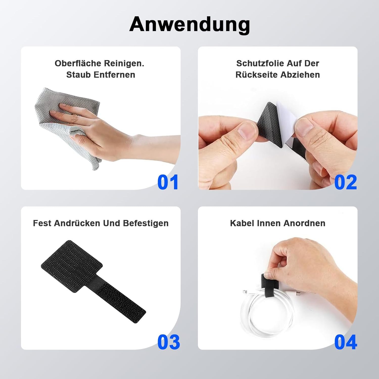 SURFOU Kabelbinder Kabelhalter selbstklebend 60er Set für Kabelmanagement