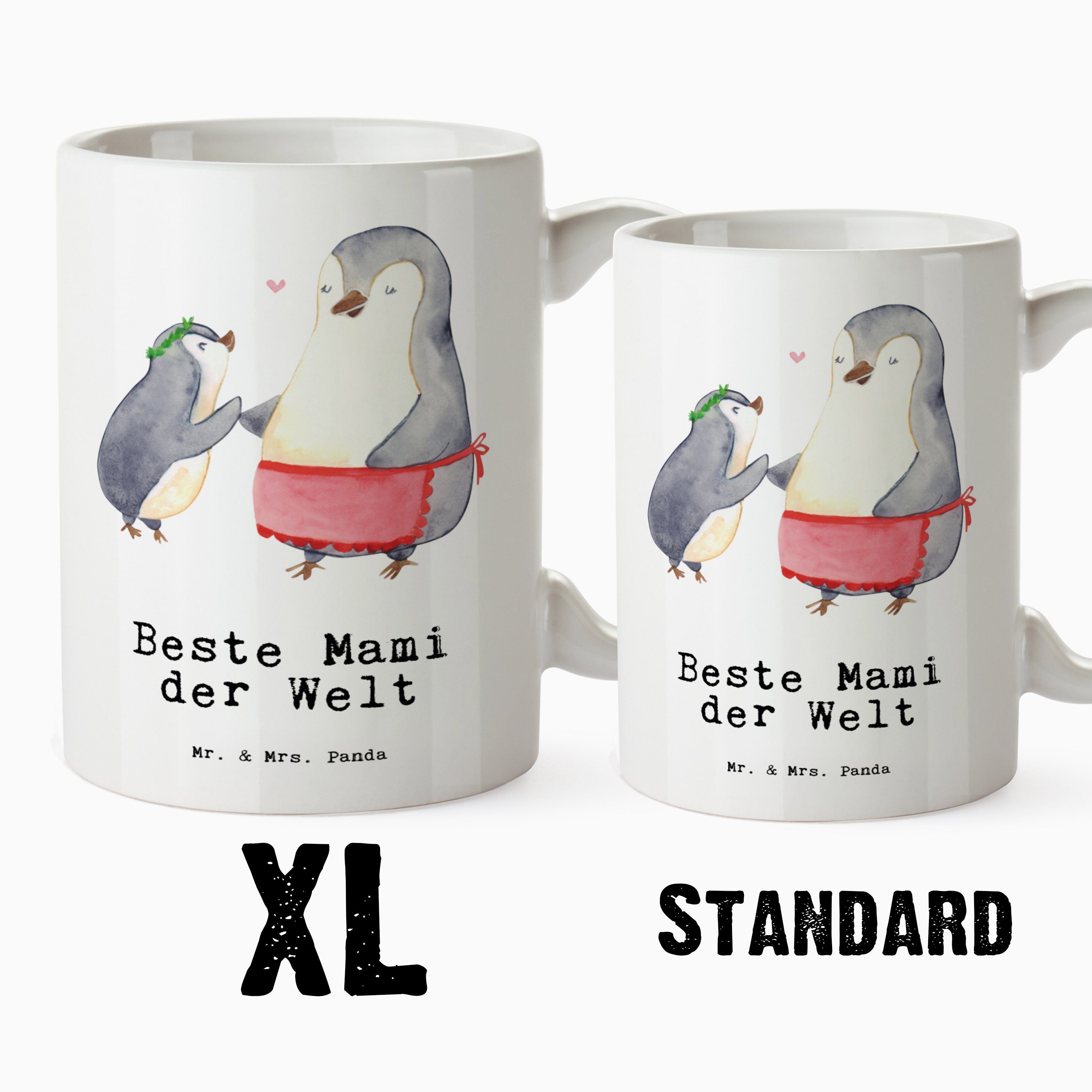 Panda der Mrs. Mam, Pinguin Keramik Jumbo & Mr. Geschenk, XL Tasse Tasse Welt Weiß - Tasse, - Beste Mami Beste