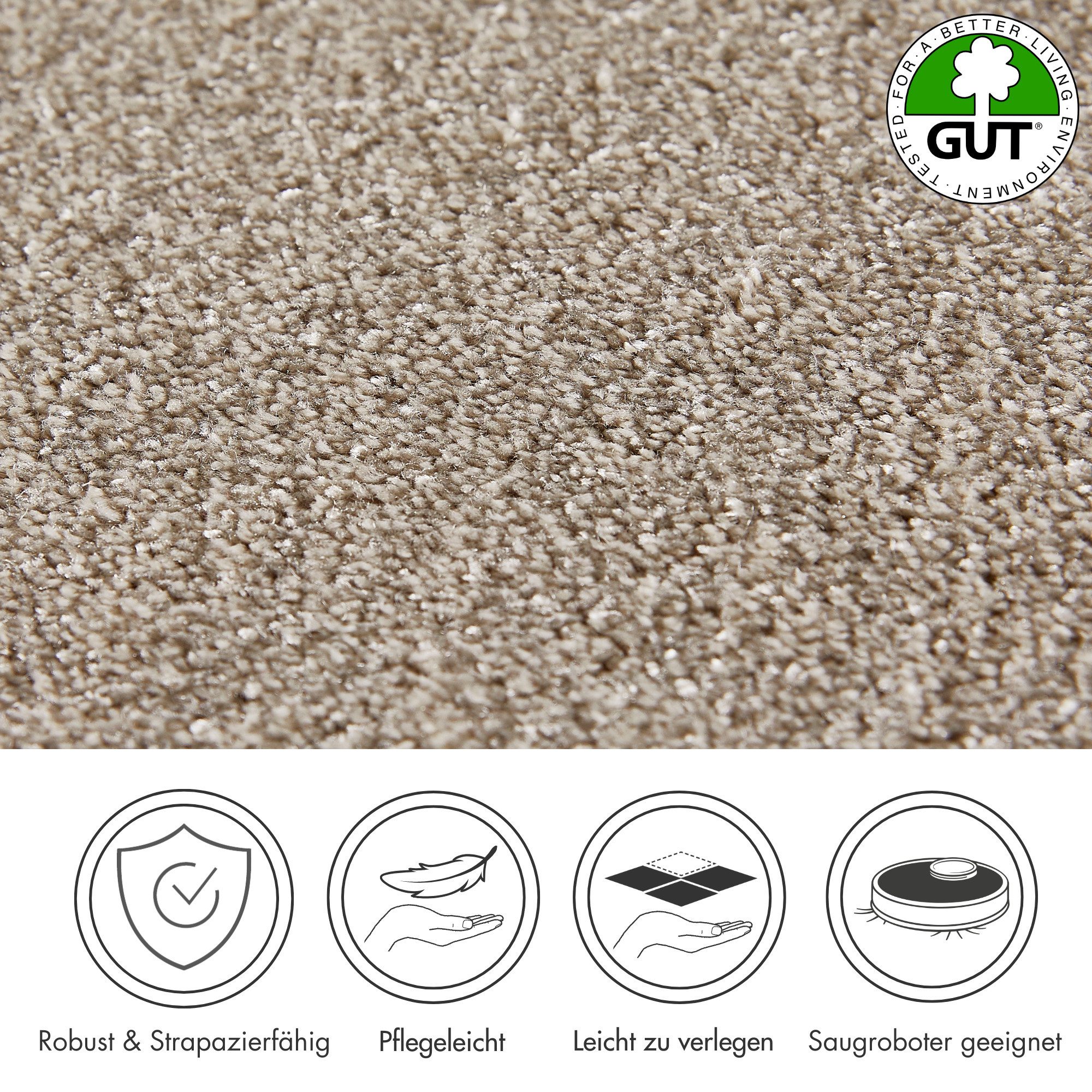Andiamo Teppichboden Verona, Velours, Gesamthöhe 6 mm, Luxusklasse LC2, rechteckig, Uni Farben, Breite 400 cm oder 500 cm, strapazierfähig, pflegeleicht