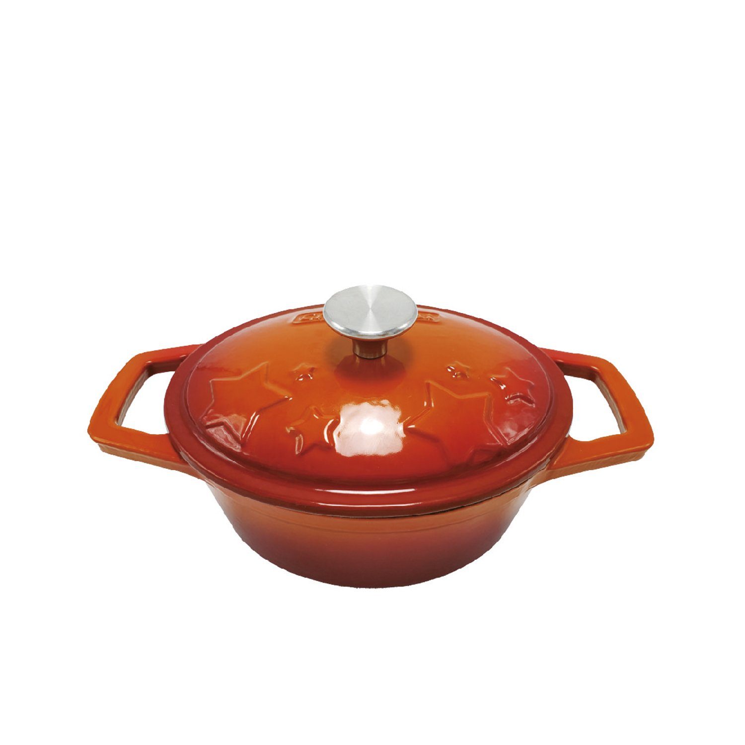 Grillfürst Bratentopf Grillfürst Dutch Oven Sternentöpfchen / Gusseisen Bräter - emailliert - S - orange
