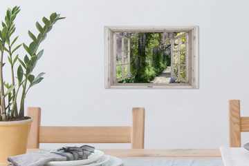 OneMillionCanvasses® Leinwandbild Blauer Regen - Blumen - Aussicht - Baum - Frühling, (1 St), Wandbild Leinwandbilder, Aufhängefertig, Wanddeko, 30x20 cm