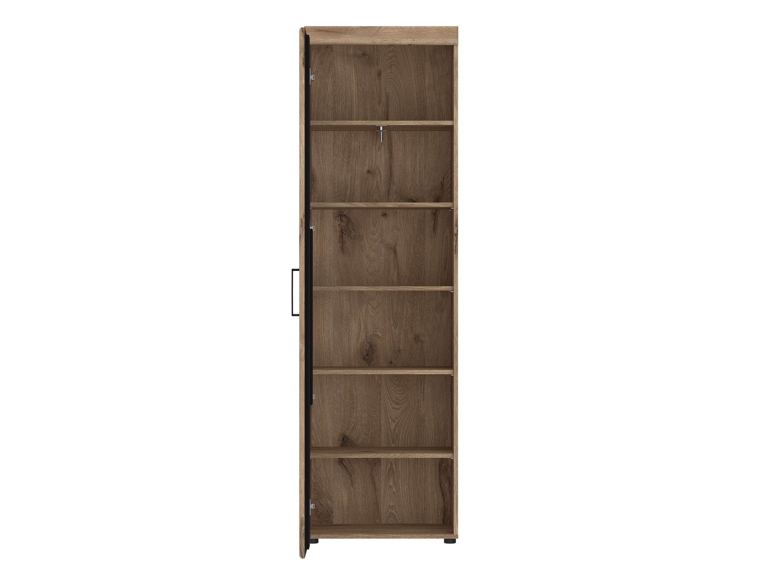 freiraum Garderobenschrank GRANO 4 Böden, 1 Stange, Viking Eiche Dekor / Kosmos Grau - 58x195x38 (BxHxT