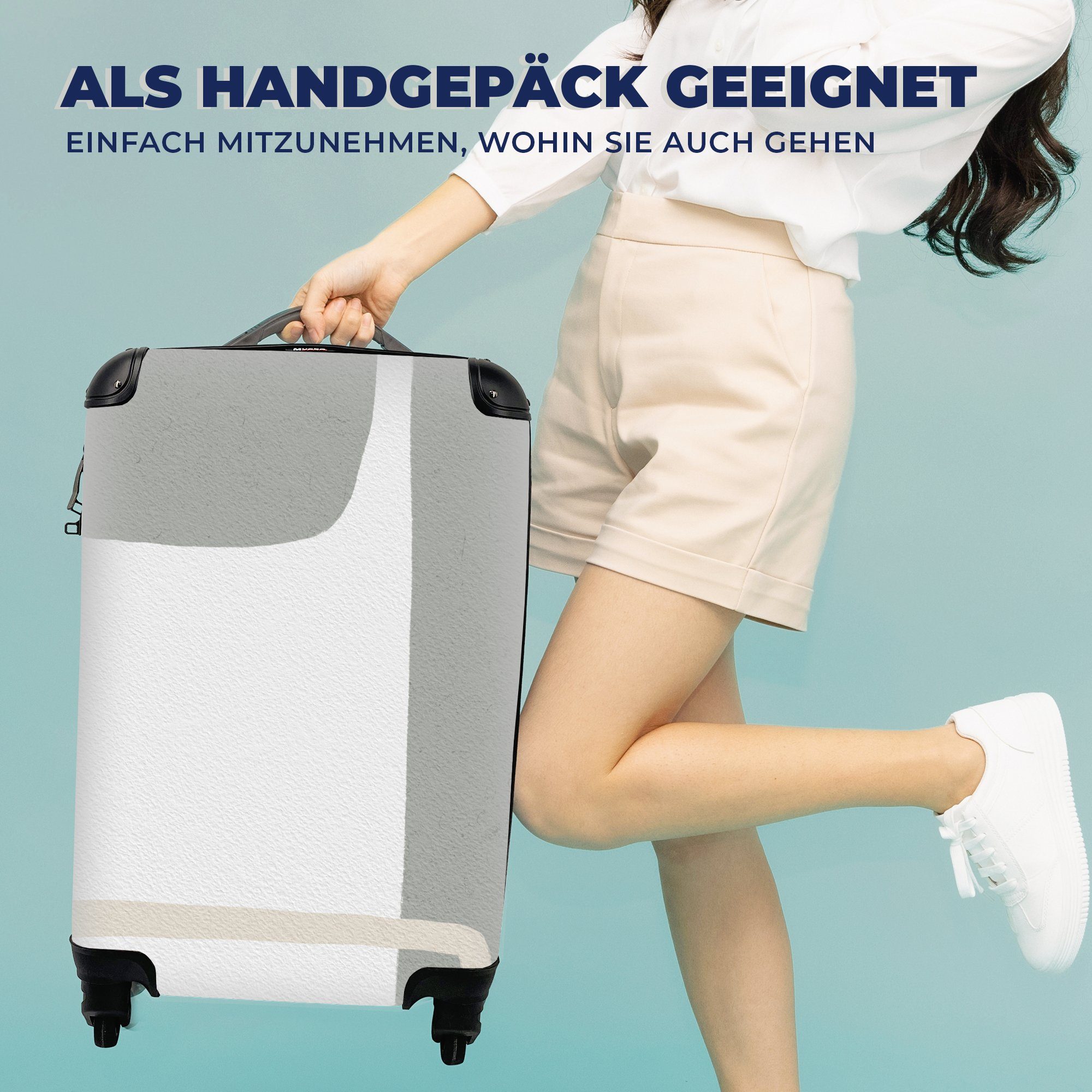 MuchoWow Handgepäckkoffer Abstrakt - Reisetasche mit für rollen, Minimalismus Reisekoffer Ferien, 4 Design, Trolley, Handgepäck - Rollen