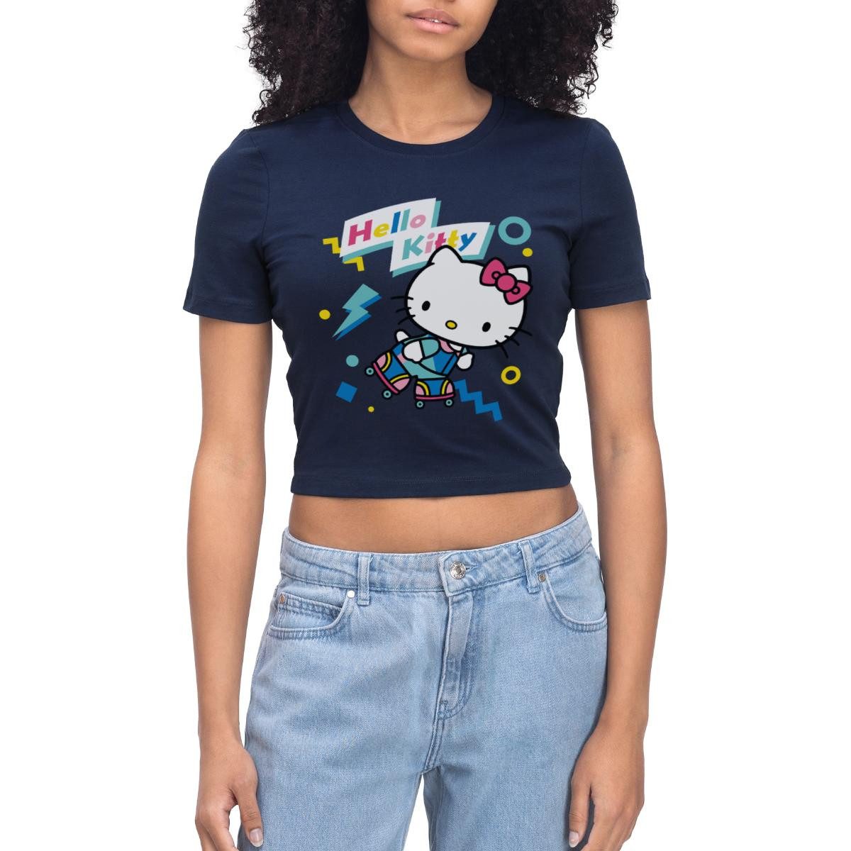 T-Shirt Hello Kitty 90er Stil Mit Rollschuhen Crop Top