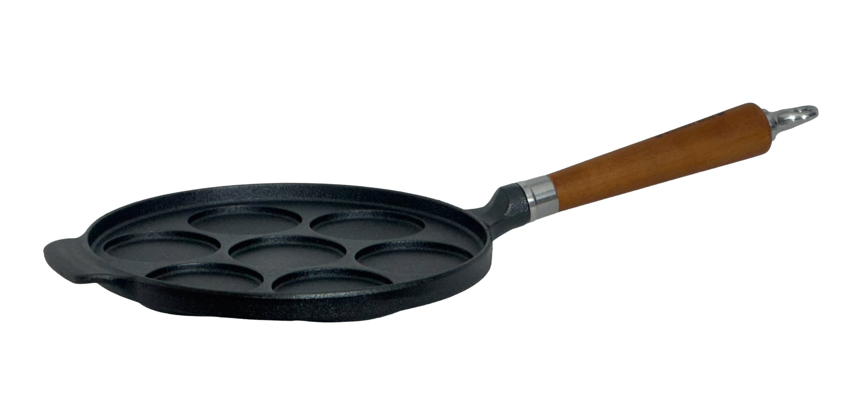 Ronneby Bruk Bratpfanne Maestro Minipfannkuchen-Pfanne, Ø 24 cm, mit Holzgriff, Gusseisen (1-tlg)