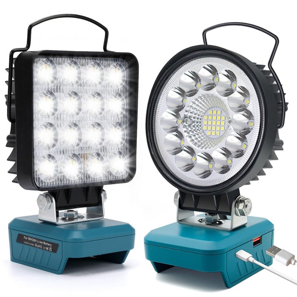 PRIISF Arbeitsleuchte Für Makita Li-ion Akku-Lampe LED Arbeitslicht Baustrahler Handlampe, Quadratisch, Arbeitsleuchte 18V Прожектори Licht, kabellose HOCHLEISTUNG Taschenlampe, Baustellen Lampe Akku Scheinwerfer mit Typ C und USB-Aufladung
