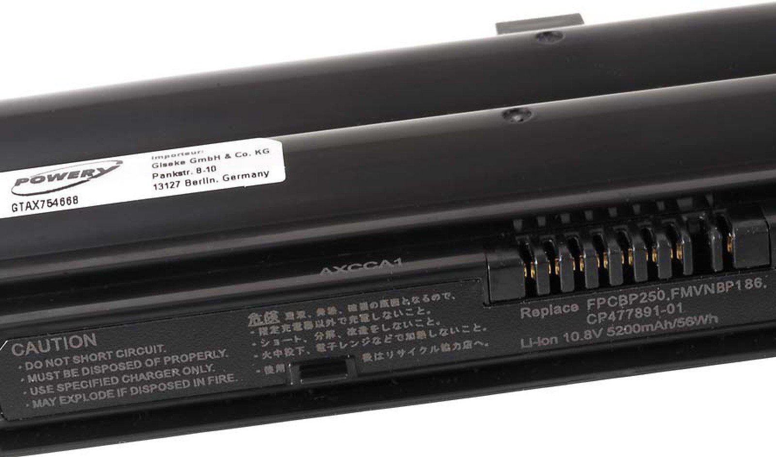 FPCBP250 Typ mAh Powery Akku 5200 Laptop-Akku (10.8 Fujitsu-Siemens für V)