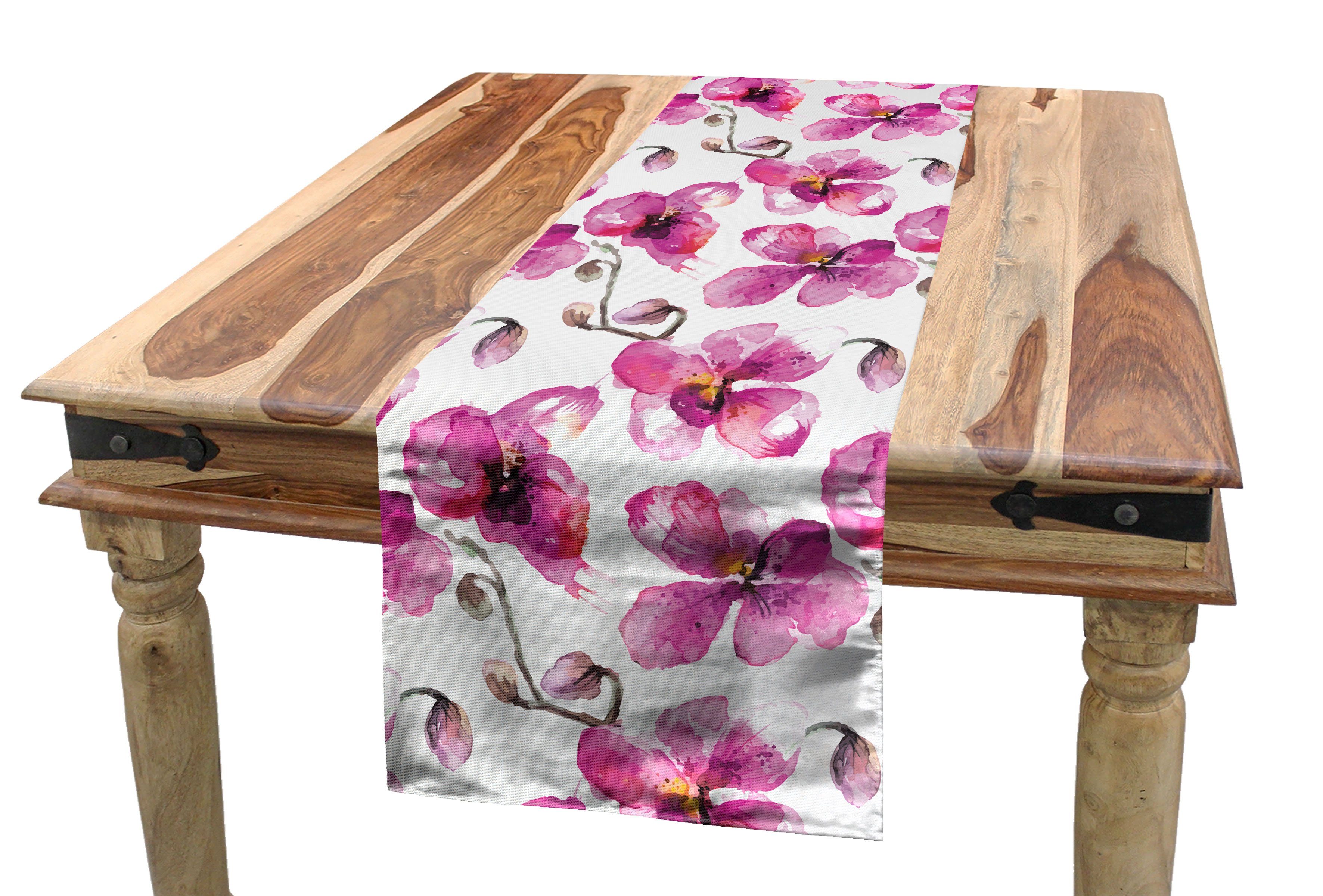 Esszimmer Tischläufer, Shui Dekorativer Feng Tischläufer Küche Rechteckiger Orchideen Aquarell Abakuhaus