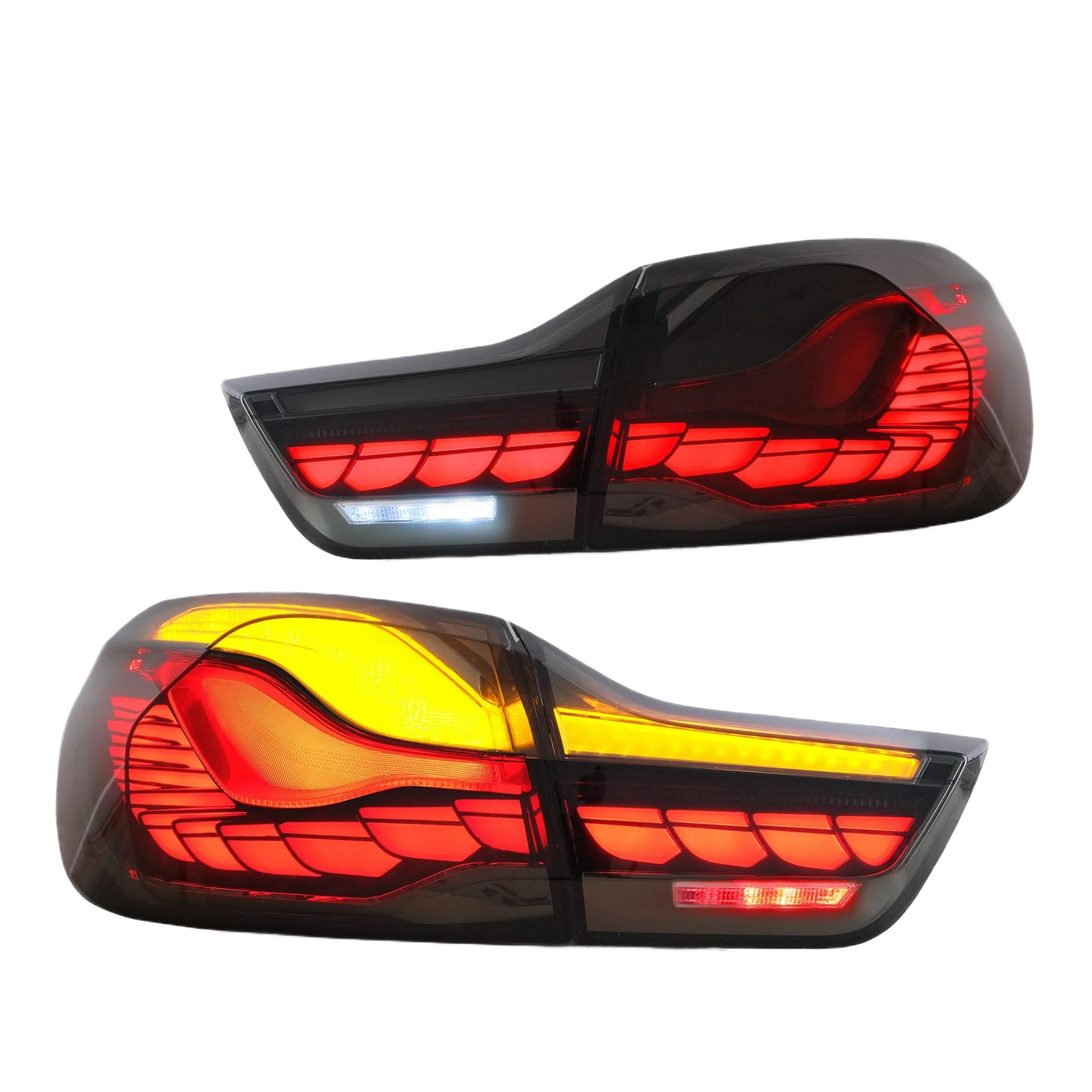 LLCTOOLS Rückleuchte Hell leuchtende LED Rückleuchte mit E-Prüfzeichen passend für BMW, 4er F32 Coupe, F33 Cabrio, F36 Gran Coupe, F82 M4 (2013-2021), Rücklicht, Bremslicht, Nebelschlussleuchte, Blinklicht und Rückfahrlicht, Voll LED, Dynamischer Blinker,