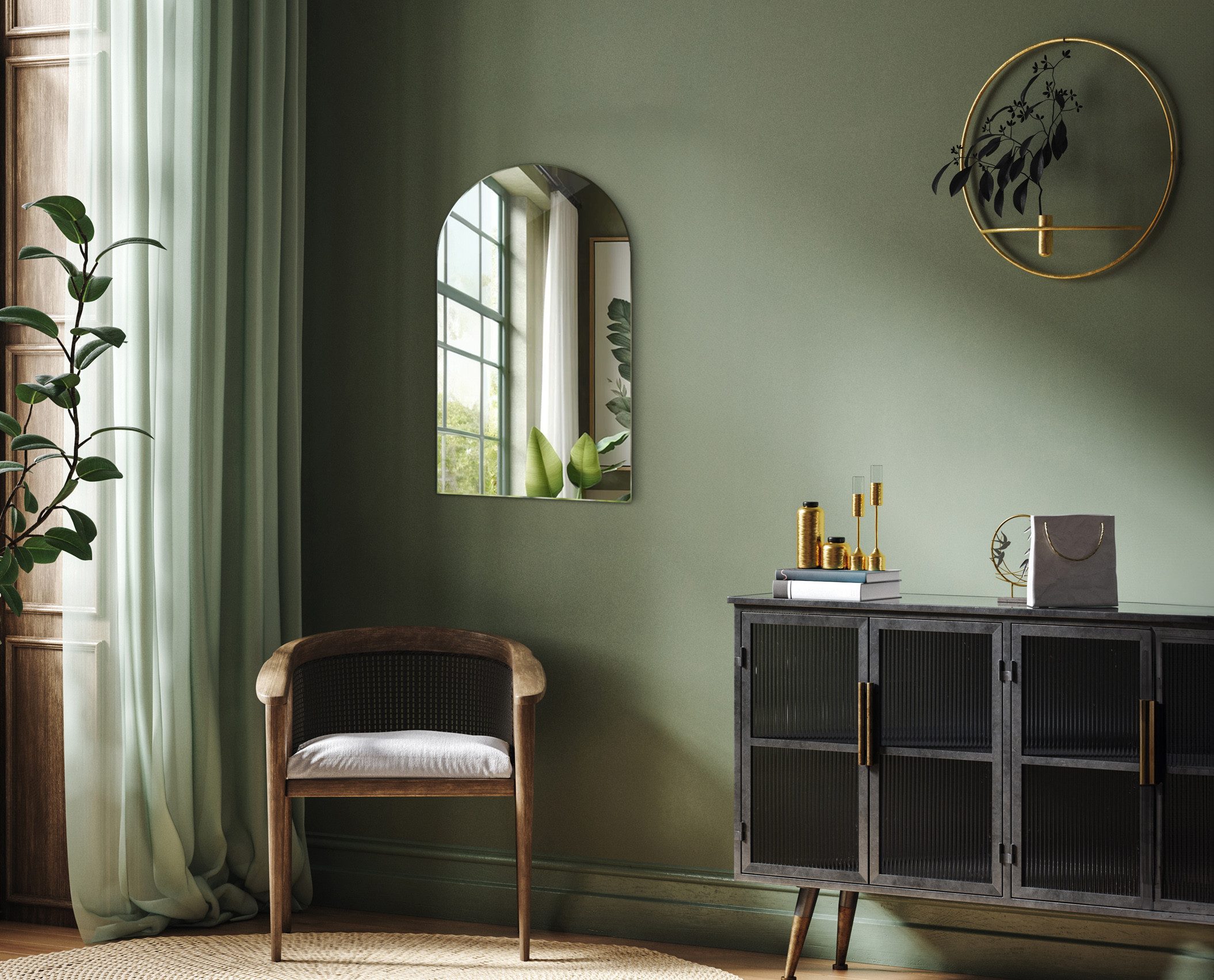 Tulup Dekospiegel Deko Spiegel Ovaler Wand Modern Glas Kosmetikspiegel Loft, Unregelmäßige Form