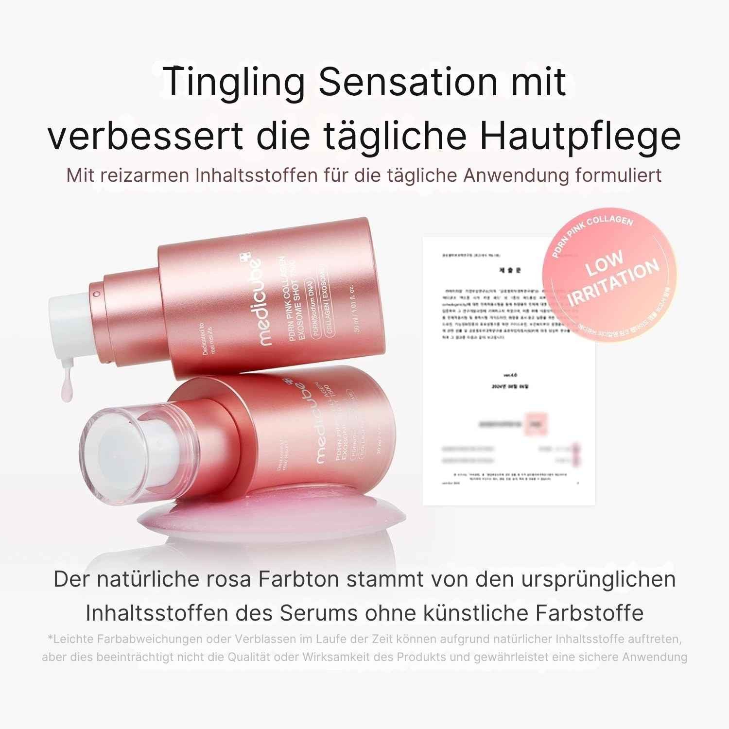Medicube Gesichtsserum PDRN Pink Collagen Exosome Shot Serum – Hochwirksames Spicule-Serum mit 7.500 PPM für glattere Haut und verfeinerte Poren –, Mit PDRN, Exosomen, Kollagen & Niacinamid für mehr Straffheit