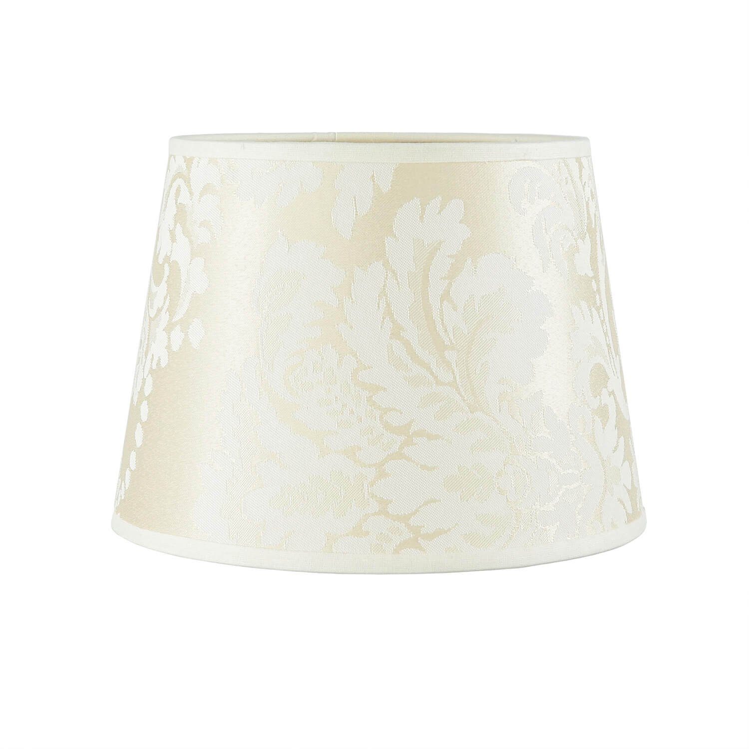 Licht-Erlebnisse Lampenschirm WILLOW, Stoffschirm Tischleuchte E14 Ecru Barock H: 14 cm Ø 19,5 cm konisch