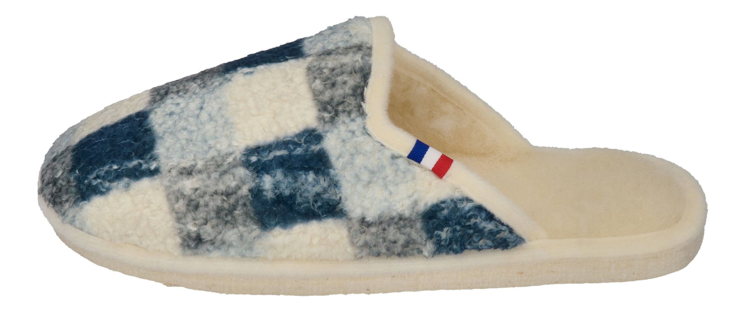 espadrij l´originale CHAUSSON WOOLCHECK Hausschuh Marine Check Big