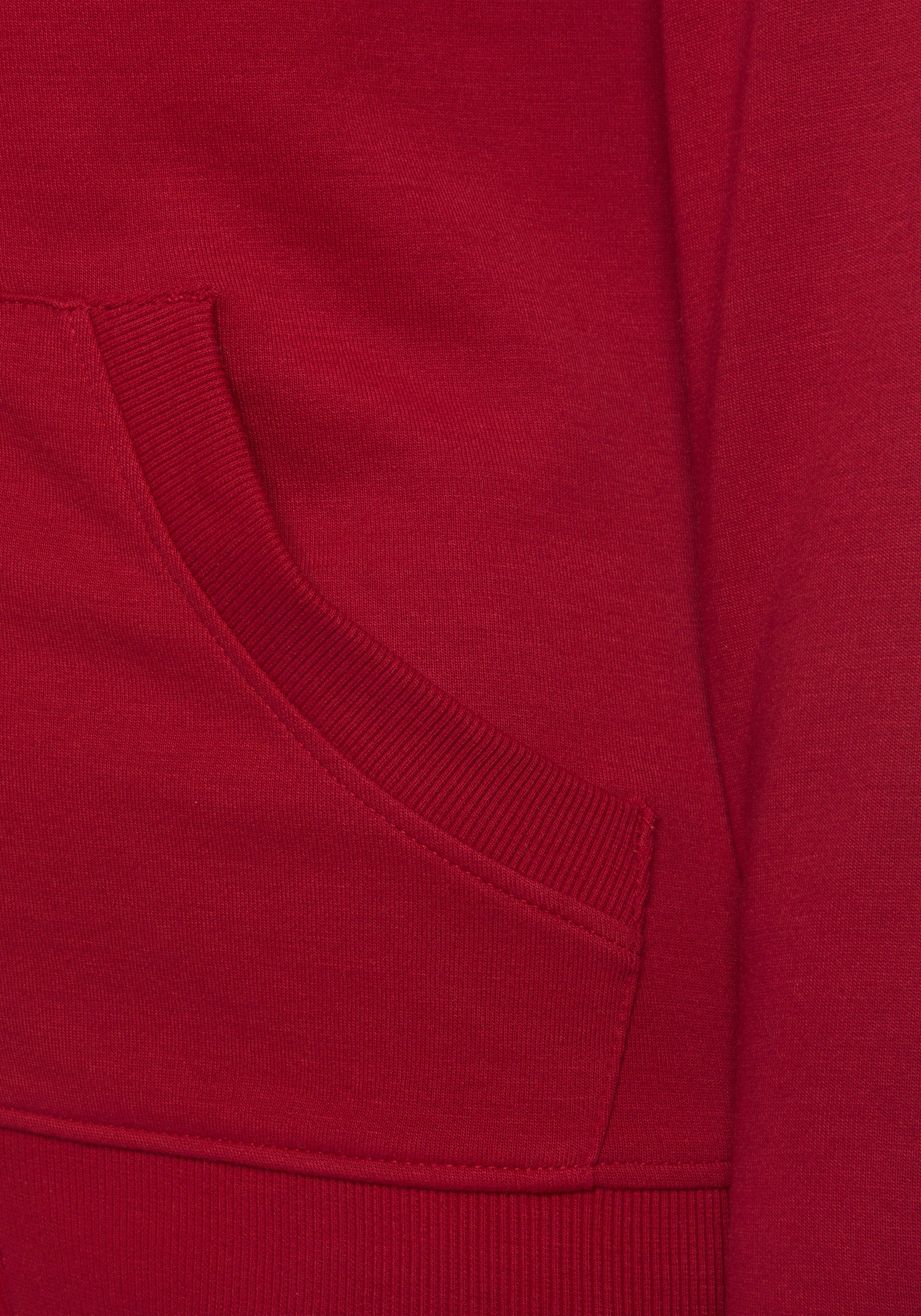 H.I.S Kapuzensweatjacke mit Kapuze und seitlichen rot Taschen, Loungeanzug