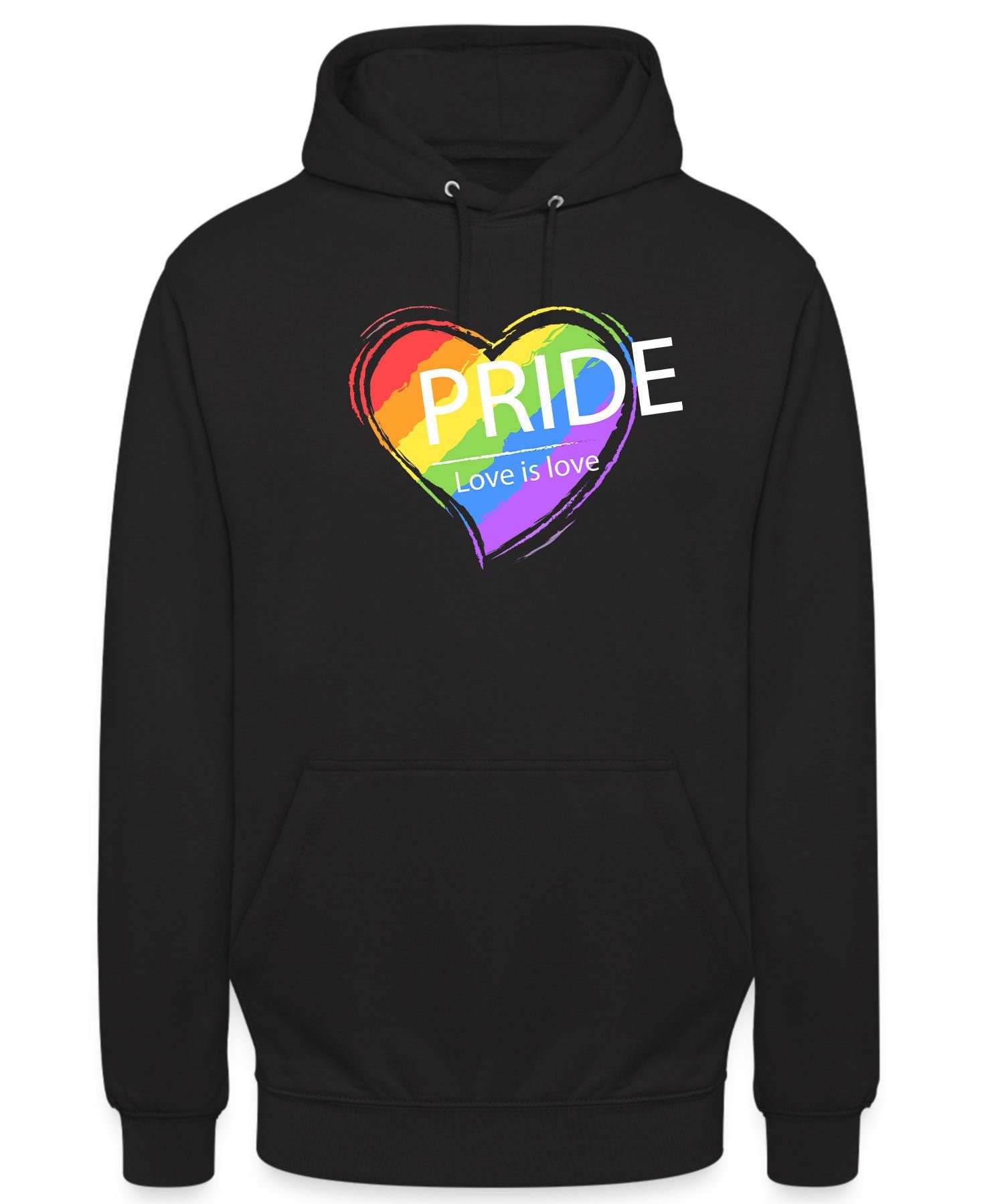Quattro Formatee Kapuzenpullover Pride Love Stolz Regenbogen Unisex Pride (1-tlg) Gay - LGBT Schwarz Hoodie