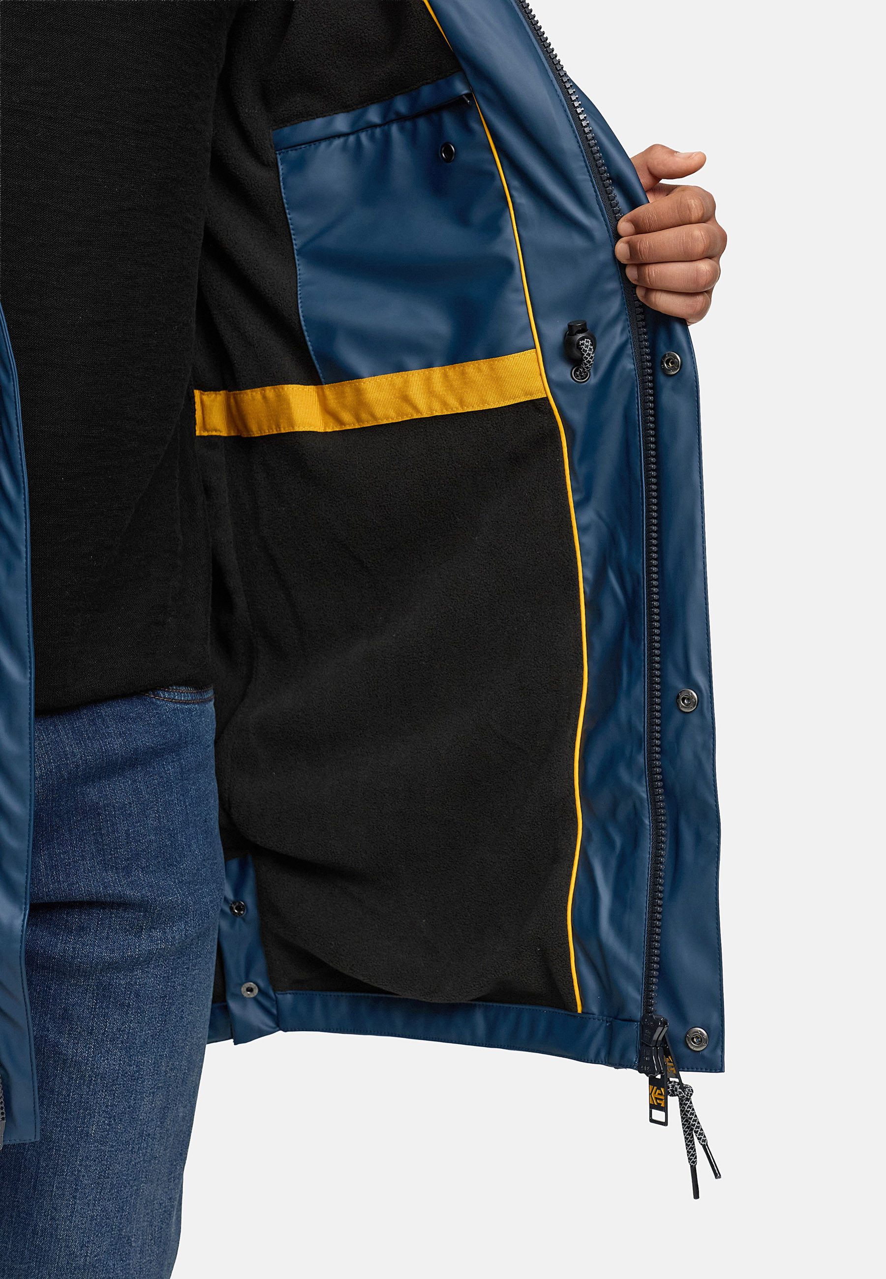 INDICODE Regenmantel Herren INTommy Nässeschutz Herrenjacke mit Kapuze und vielen funktionalen Taschen – Bild 4 von 5