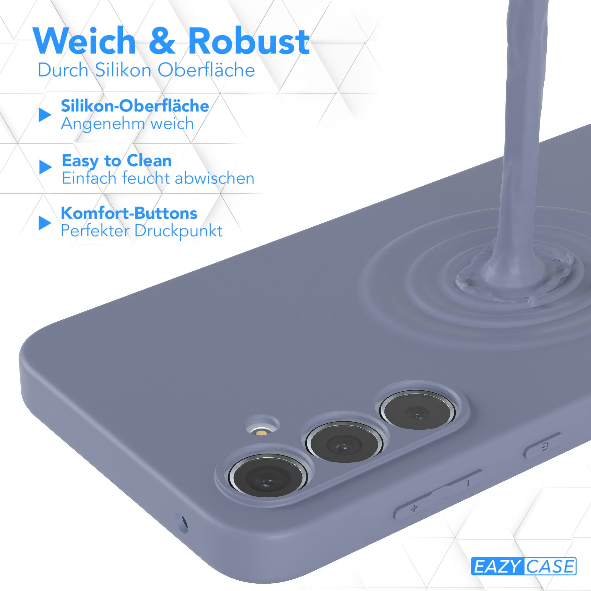EAZY CASE Handyhülle für Samsung Galaxy A55 Hülle Silikon 6,6 Zoll, Silikon Schutzhülle mit Kameraschutz Matt Back Cover Soft Eis Blau – Bild 5 von 5