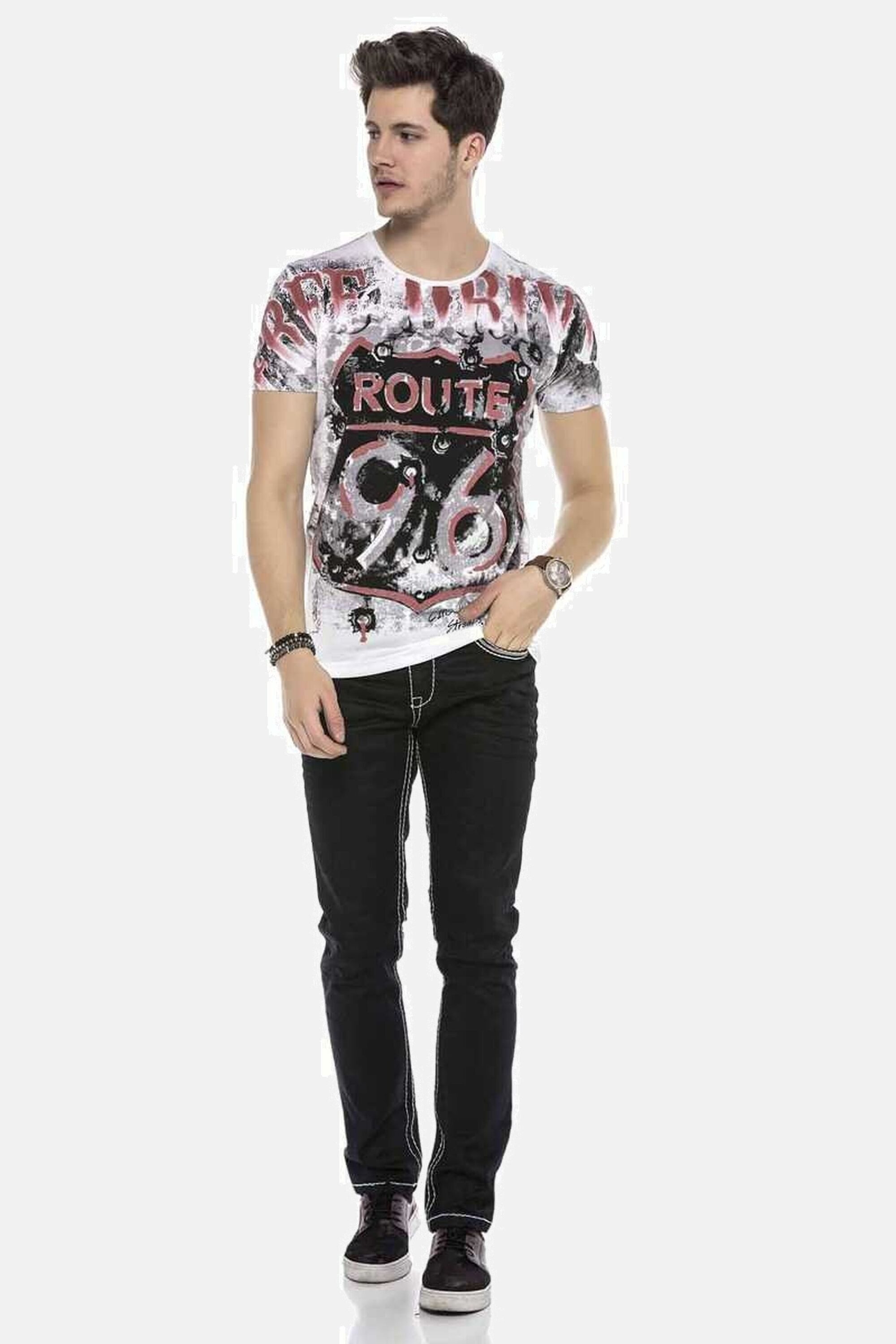 Cipo & Baxx Gerade Jeans Jeans mit farblich abgehobenen Nähten, CD553