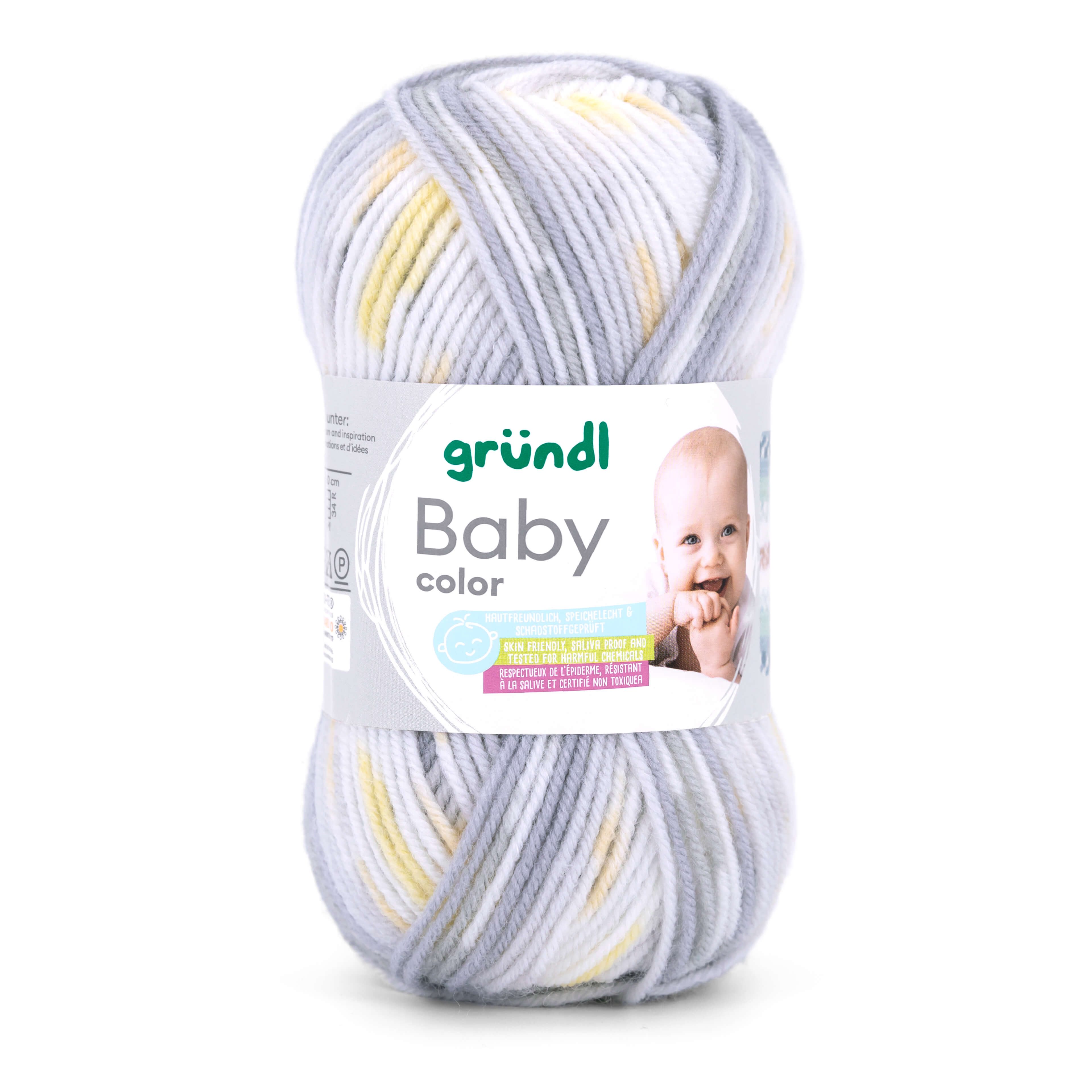 Gründl Wolle zum stricken und häkeln, Baby Color, selbstmusternd Häkelwolle, 150 m (50g Strickgarn Babywolle, mit Jacquard Effekt), 70 % Polyacryl, 30 % Polyamid