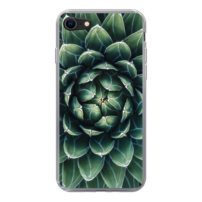 MuchoWow Handyhülle Ein grünes Blumenmuster Handyhülle Apple iPhone 8 Smartphone-Bumper Print Handy Schutzhülle