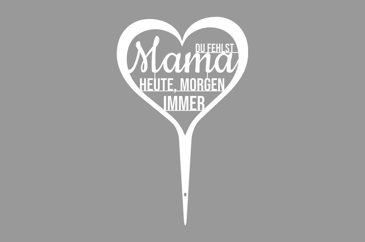 ILLUMINO Deko-Schriftzug Grabgesteck Grabschmuck Grabstecker Trauerschmuck Grabdeko, mit Schriftzug weiß Pulverbeschichtet - Wetterfeste Trauerdeko