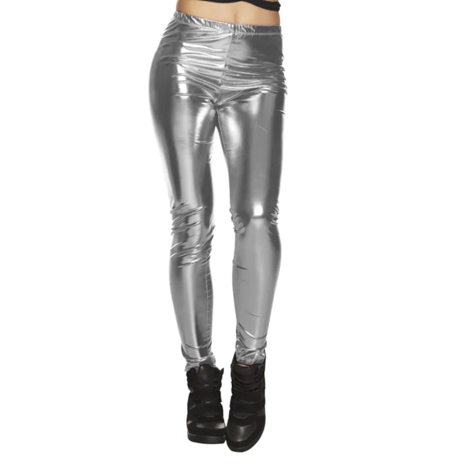 Boland Kostüm Metallic Leggings für Damen, Silber