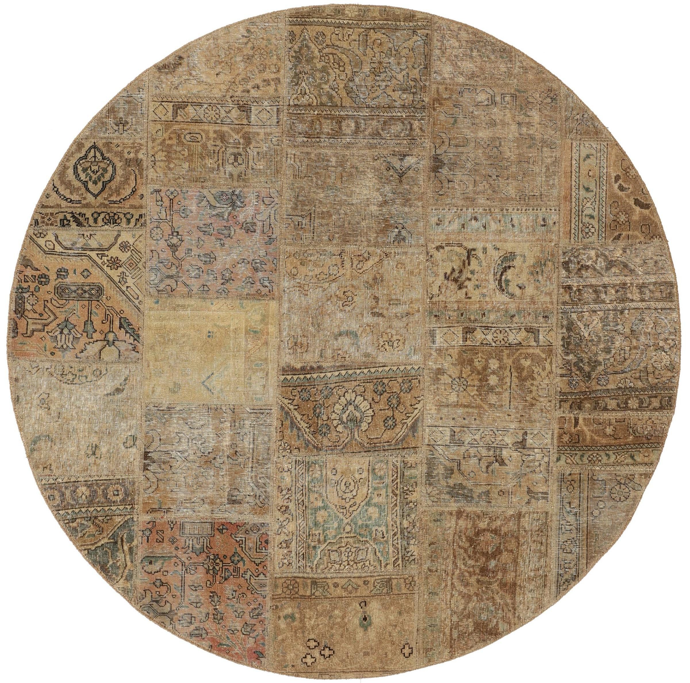 Nain Trading Orientteppich Patchwork 199x199 Handgeknüpfter Moderner Orientteppich, rund, Höhe: 8 mm