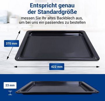 VIOKS Backblech Kuchenblech Ersatz für Zanussi 353193923/3 422x370x23mm, + 2 hitzebeständige Grillhandschuhe aus Silikon für Backofen