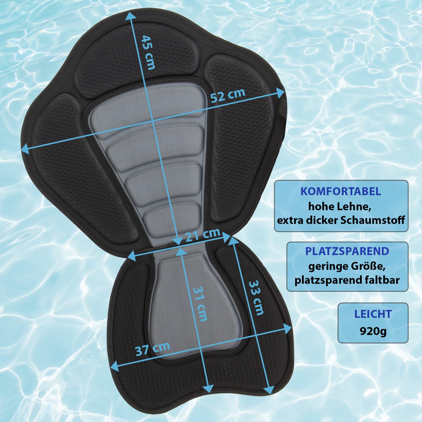 ALPIDEX SUP-Rückenlehne ALPIDEX SUP Kajak Sitz Sitzfläche 52x45 cm