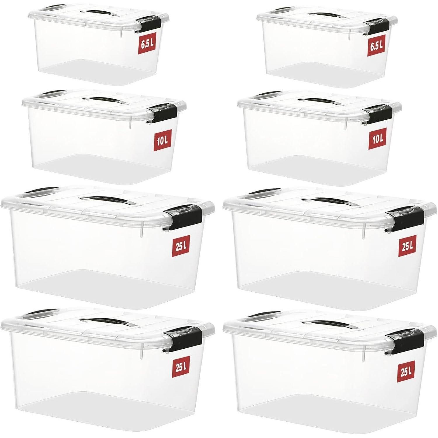 LuxusKollektion Stapelbox Greentainer 8er Set Aufbewahrungsbox Stapelbar Transparent