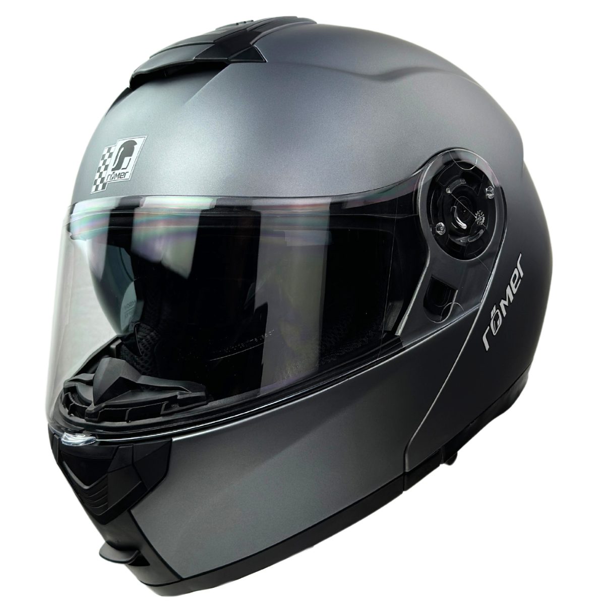 RÖMER HELME Motorradhelm RR20771 Klapphelm mit innenliegenden Sonnenvisier, titanium- matt