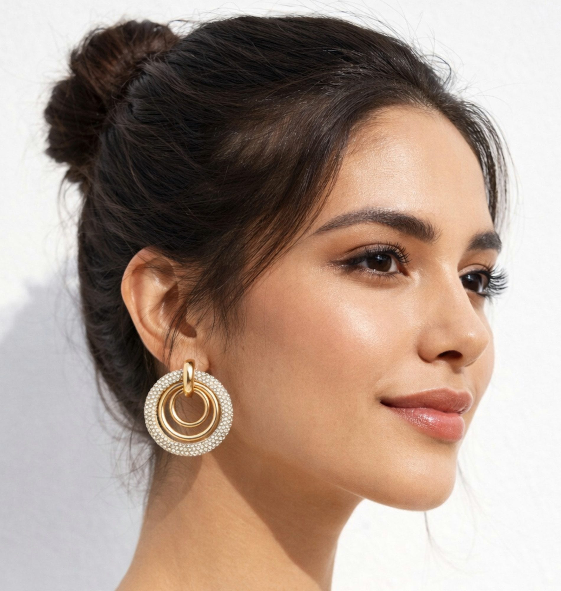 Ella Jonte Paar Creolen, Glitzernde XXL Statement-Creolen in Gold mit edlem günstig online kaufen