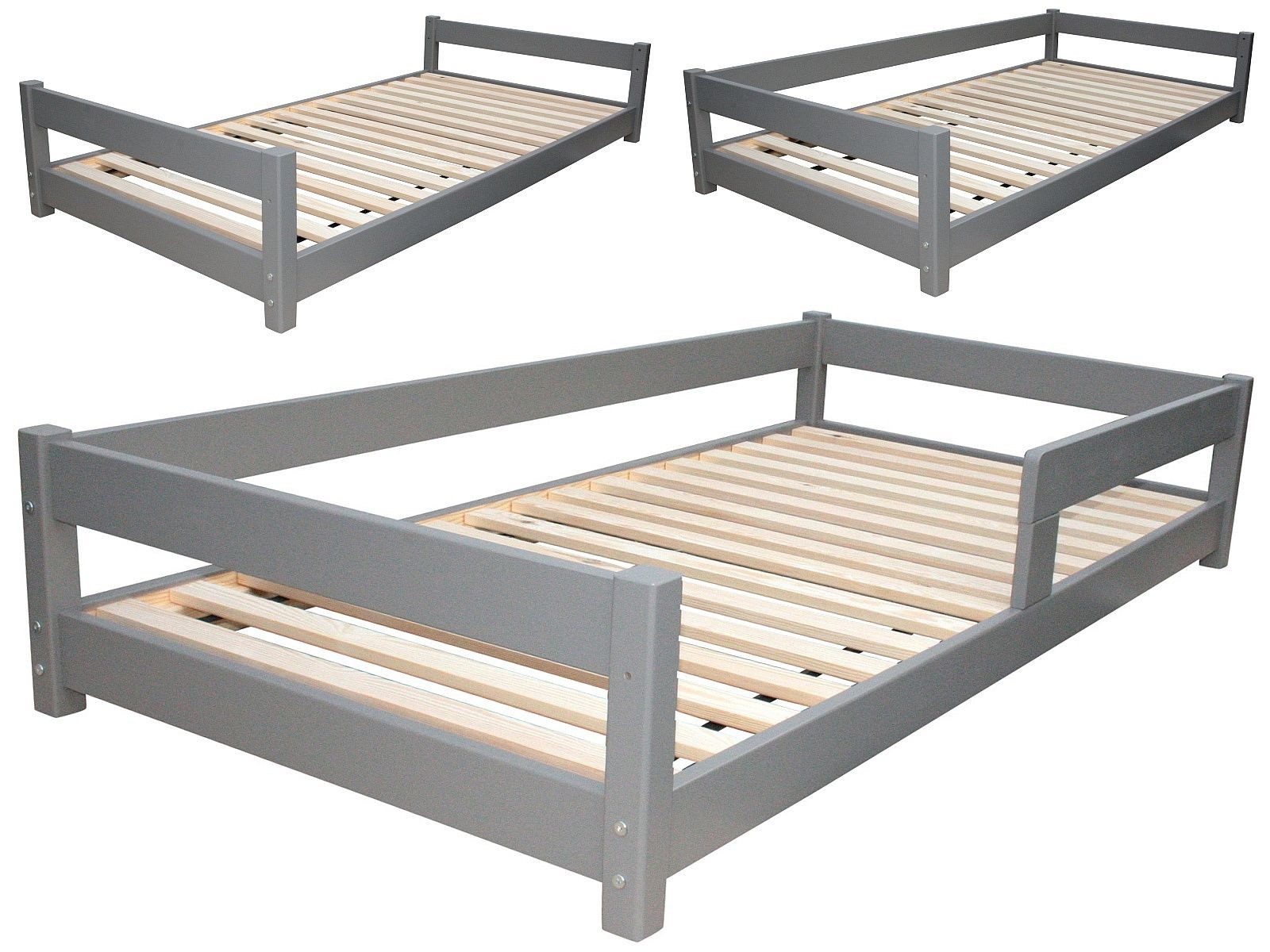 Kinderbett Kinderbett Jugendbett Kleinkinderbett 80x160 cm grau + Rausfallschutz