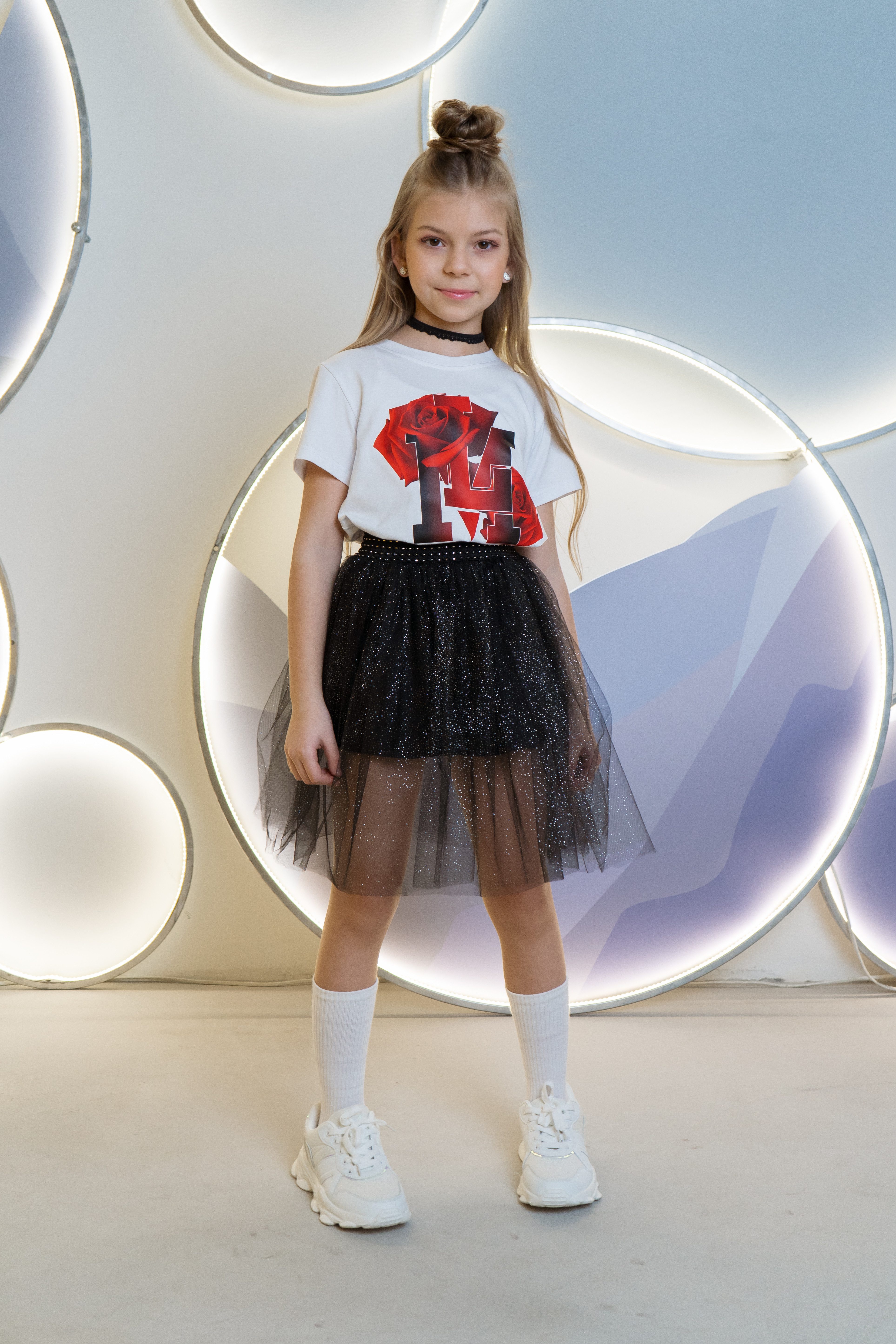 LEMONI Tüllrock Tüllrock mit Glitzer für Mädchen - schwarz Glitzer