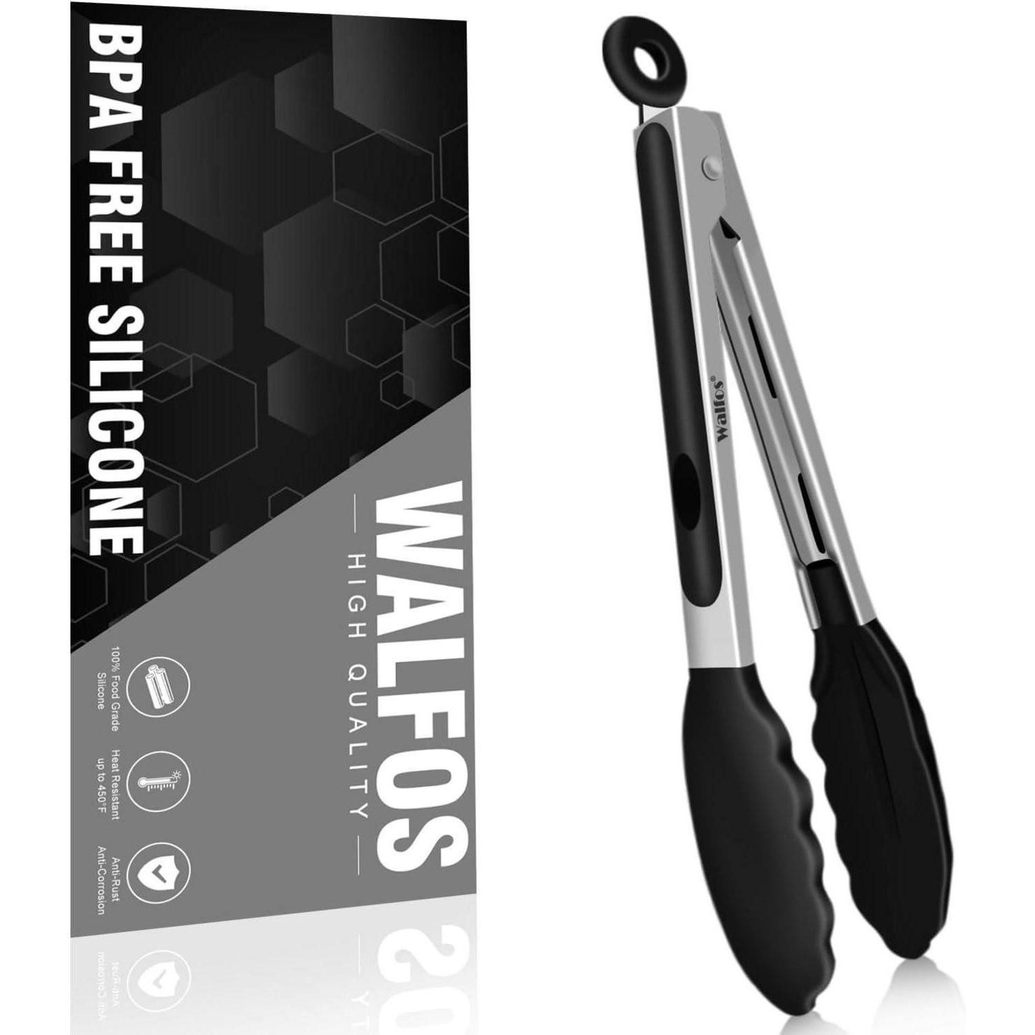 LuxusKollektion Kochzange Küchenzange Edelstahl Silikon BPAfrei Hitzebeständig 23cm 23 Cm Balck