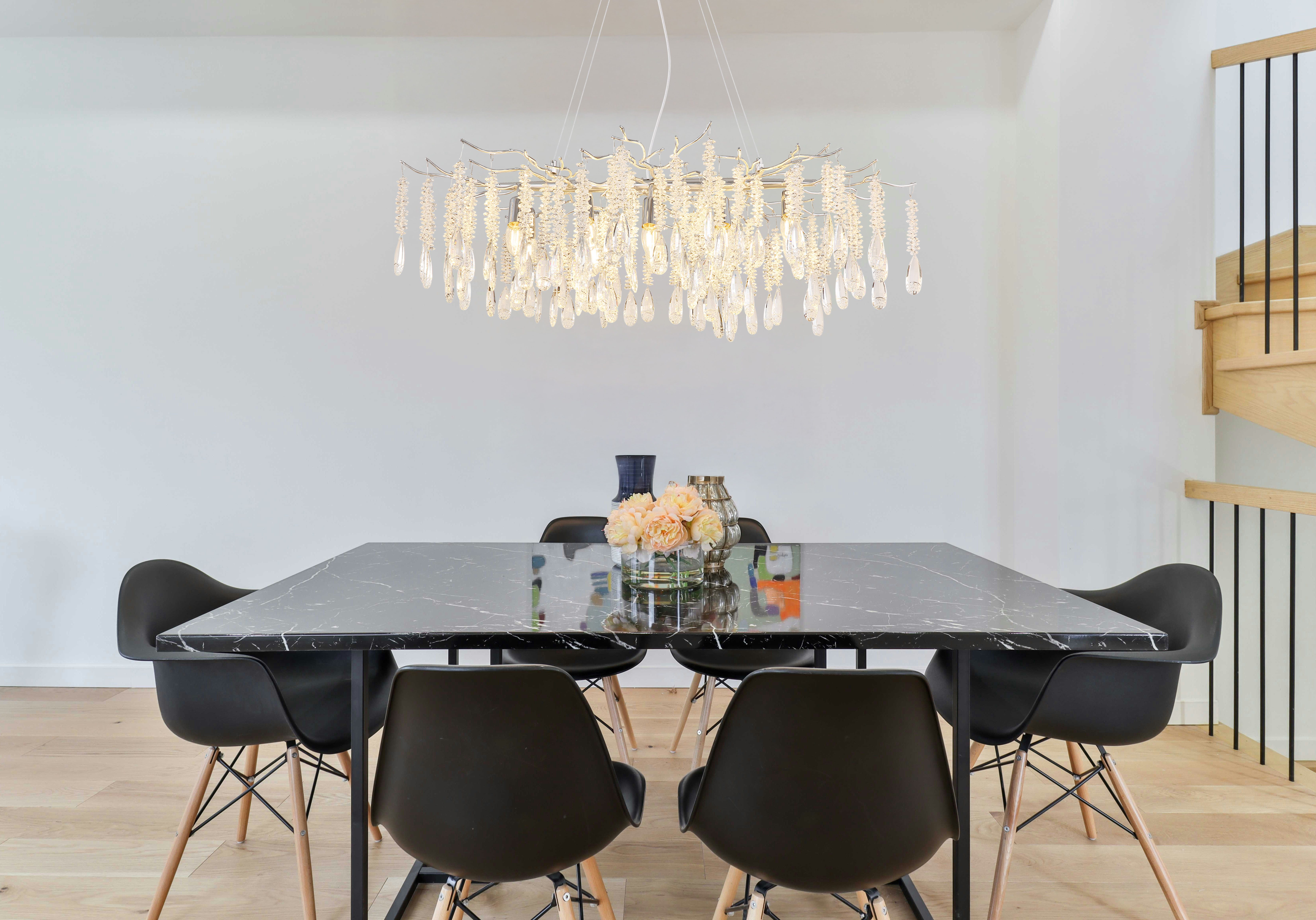 GLOBO LIGHTING Hängeleuchte KINGA, ohne Leuchtmittel, Eleganter Kristallluster in moderner Silberoptik