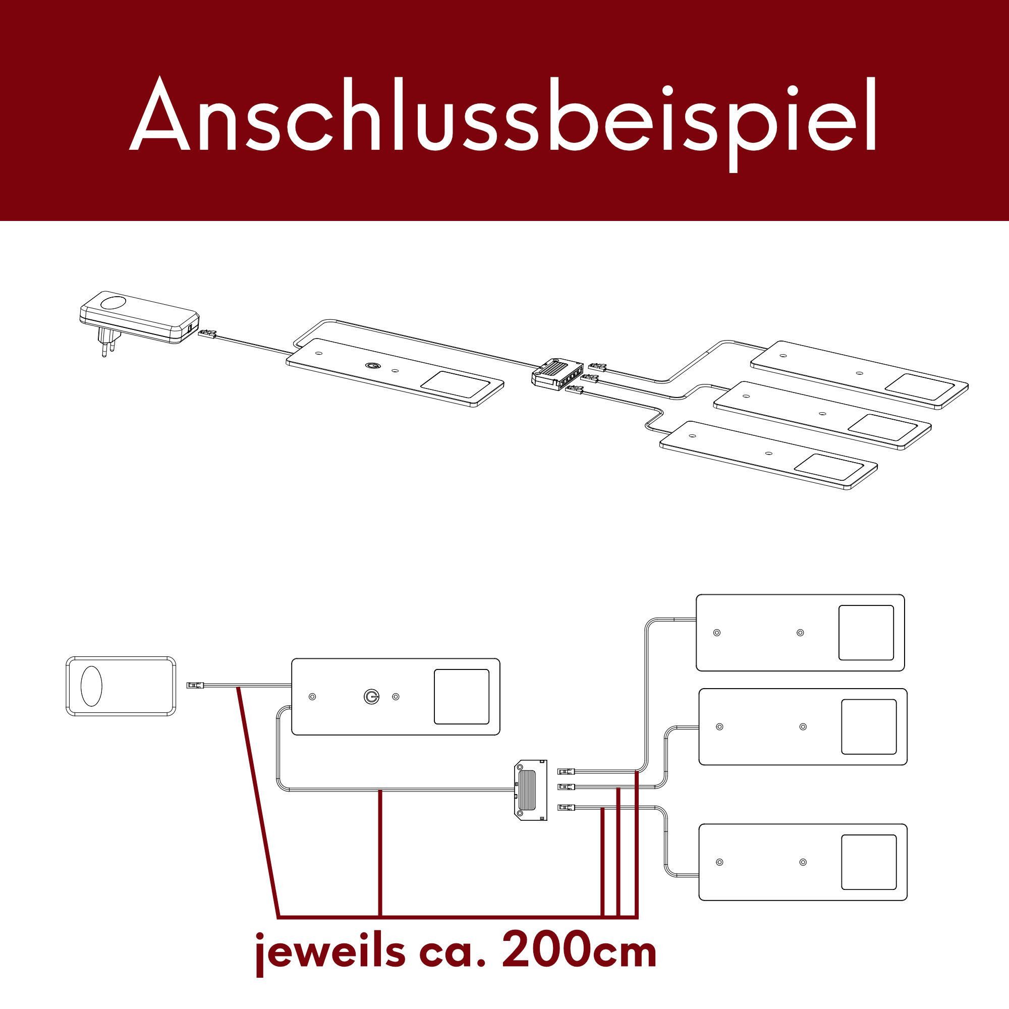 kalb LED Unterbauleuchte schwarz 5W- sehr flache Küchenleuchte mit Touch-Dimmfunktion, 4er Set warmweiß, warmweiss – Bild 4 von 5