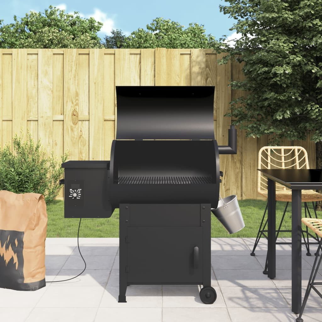 vidaXL Grillkamin Pelletgrill mit Schornstein Schwarz 104 cm Eisen