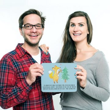 Mr. & Mrs. Panda Mauspad Fuchs Weihnachtsbaum - Eisblau - Geschenk, Computer zubehör, Schlitt (1-St), Handgelenkschonend